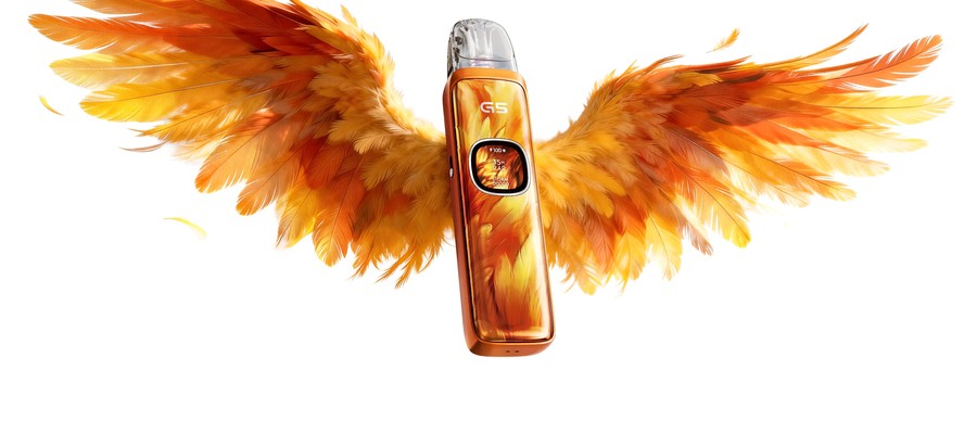 Uwell Caliburn G5 — Orange Feathers finish with colour-matched UI theme