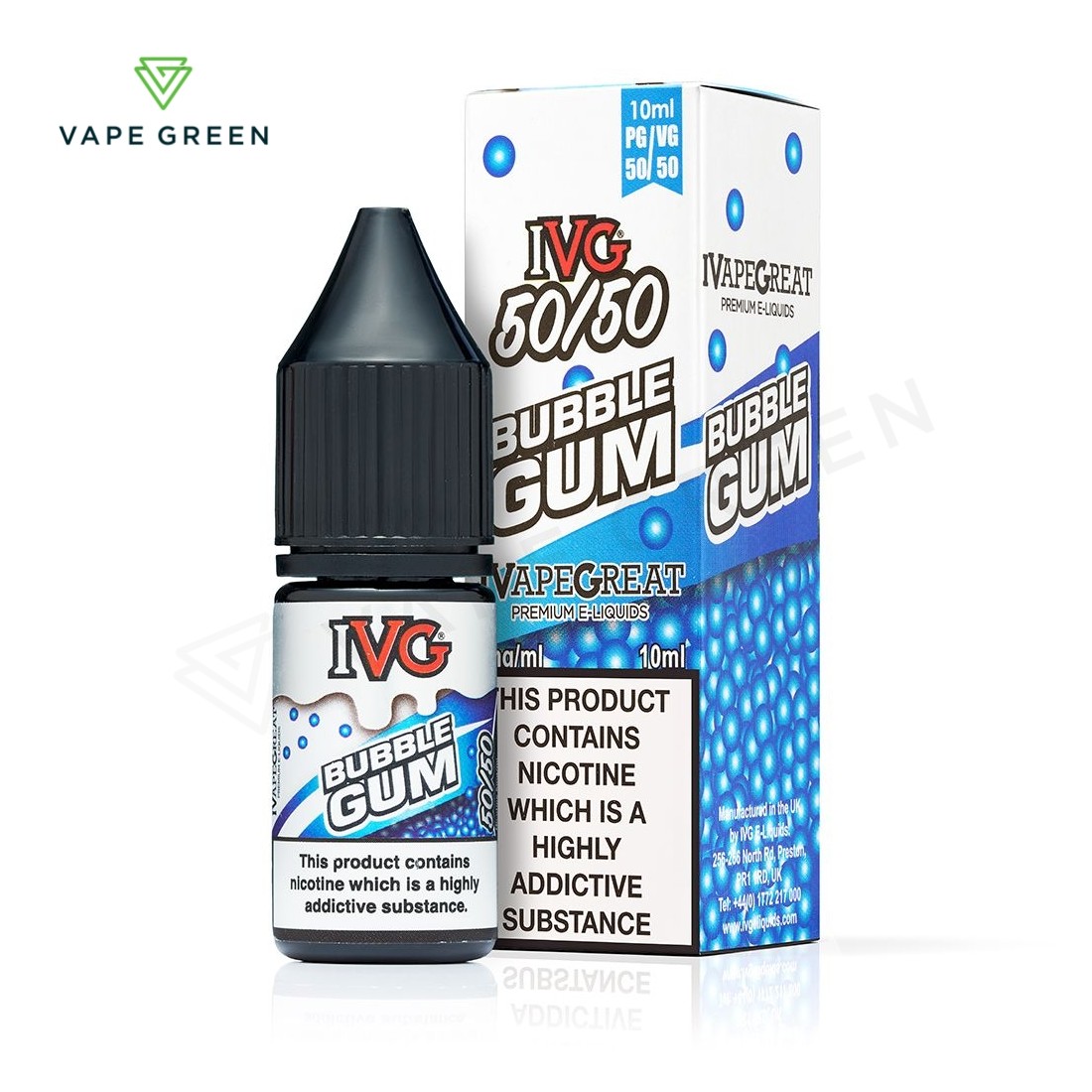 IVG Sweets Bubblegum 5050 e-liquid featuring classic pink bubblegum candy flavouring.