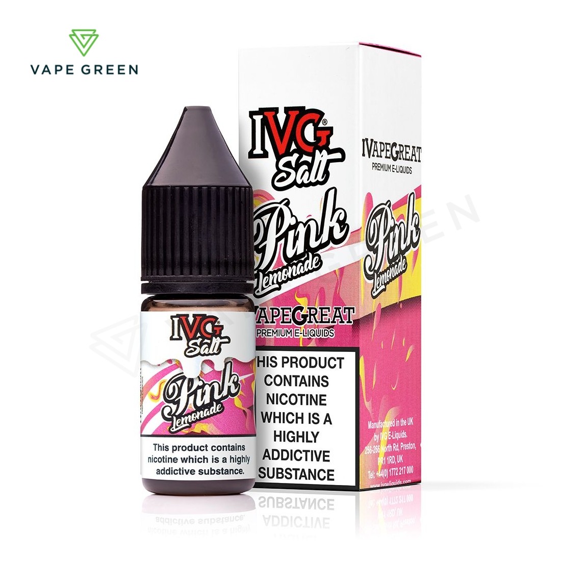 IVG Salt Pink Lemonade e-liquid bottle, featuring a sweet and tangy citrus beverage vape flavor.