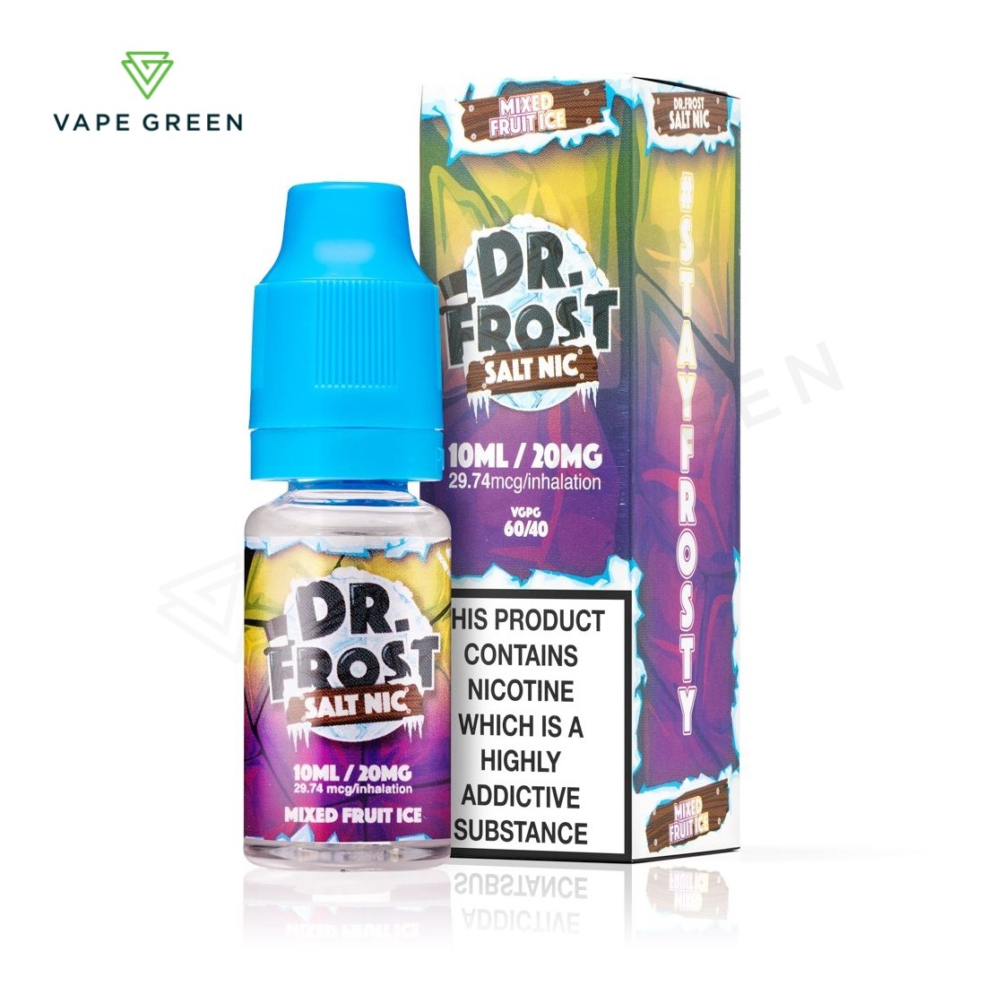 Mixed Fruit Ice Dr Frost salt nic featuring a blend of chilled summer berries.
