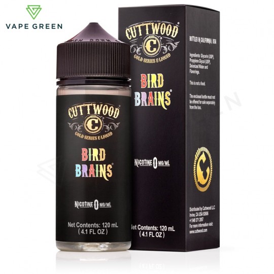 Cuttwood Bird Brains 100ml shortfill e-liquid bottle showcasing a fruity cereal flavor.
