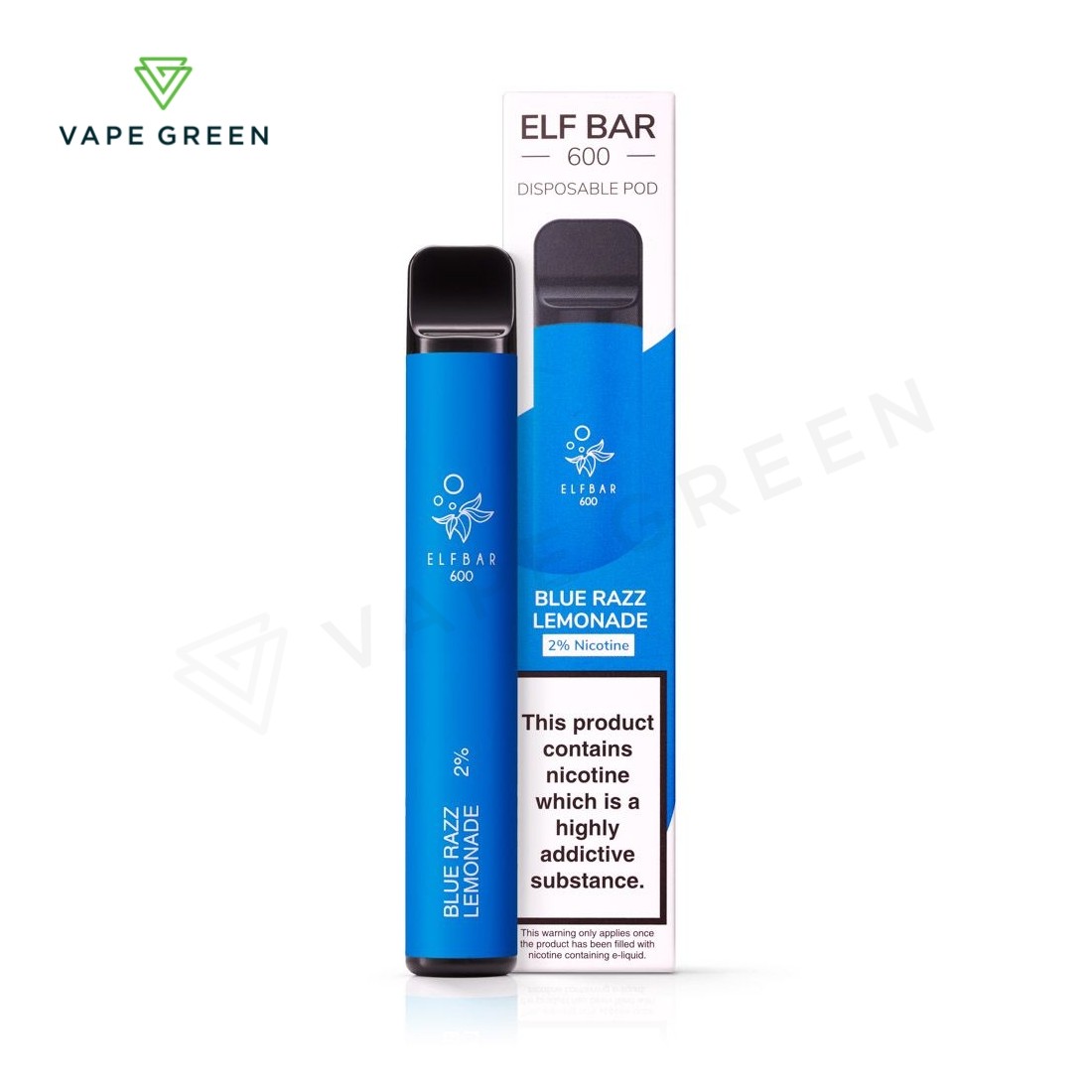 Blue Razz Lemonade ELFBAR 600 disposable device in a classic blue finish.