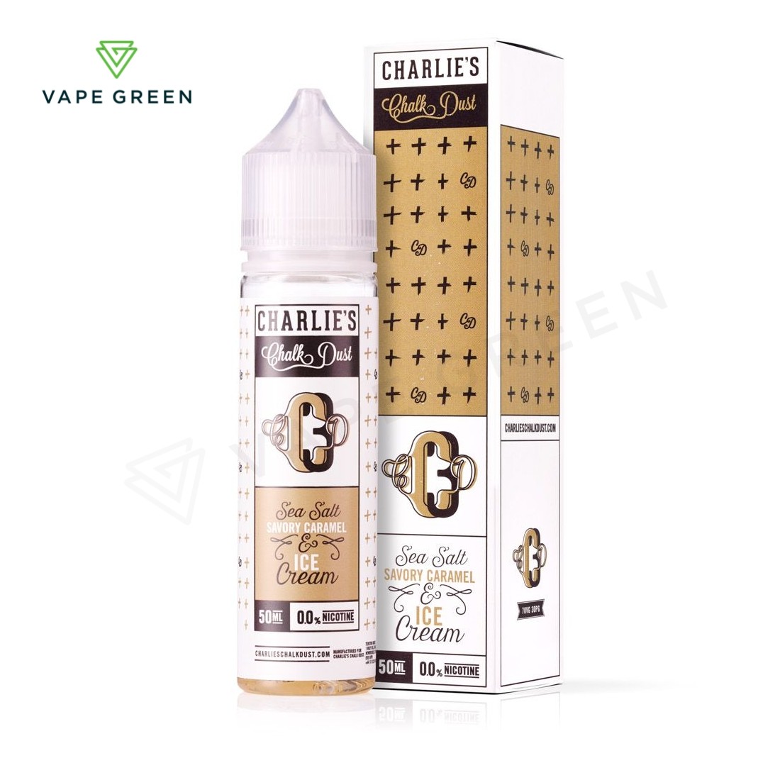 Charlie's Chalk Dust CCD3 50ml shortfill E-Liquid bottle featuring a rich caramel ice cream dessert flavour.