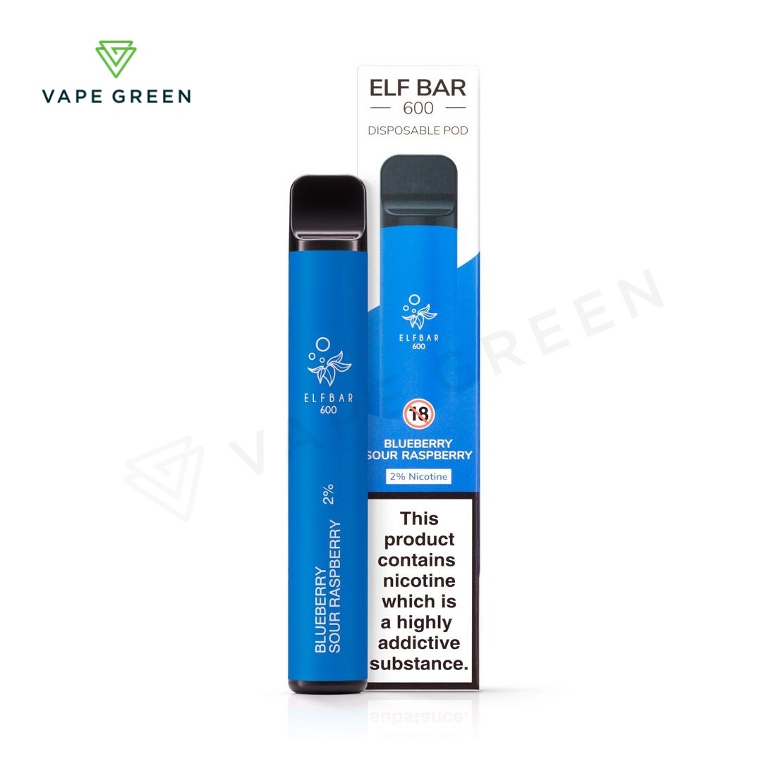 Blueberry Sour Raspberry ELFBAR 600 disposable pod kit with a blue and purple gradient.