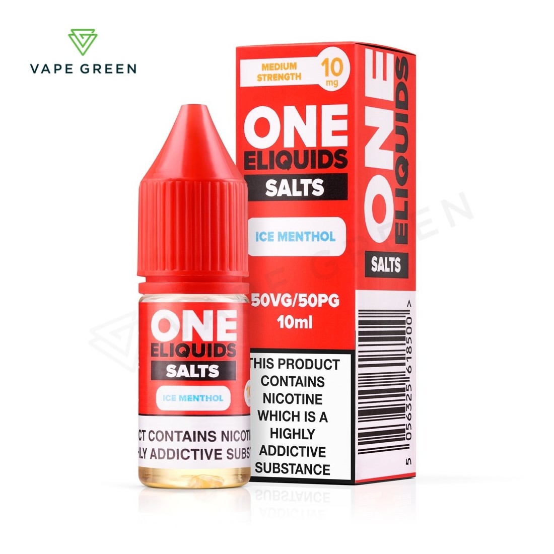 One E-Liquids Ice Menthol Nic Salt bottle, an affordable and popular vape juice option.