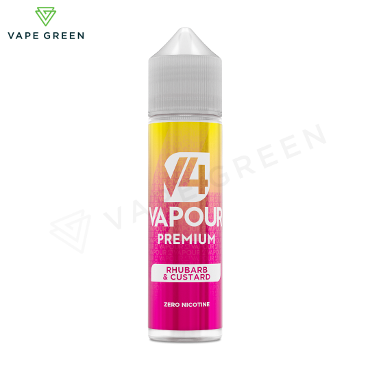 V4 Vapour Rhubarb Custard 50ml shortfill E-Liquid bottle for sub-ohm dessert vaping.