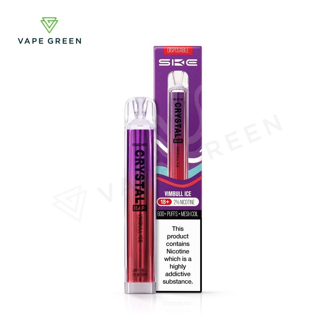Vimbull Ice SKE Crystal Bar disposable vape combining fruit and energy drink flavours with ice.