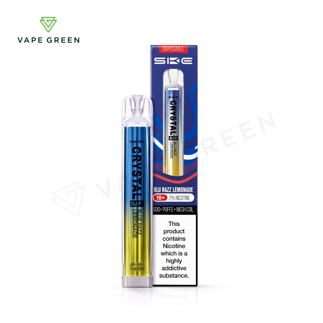 Blue Razz Lemonade SKE Crystal Bar disposable vape, a top-ranked flavour with mesh coil tech.