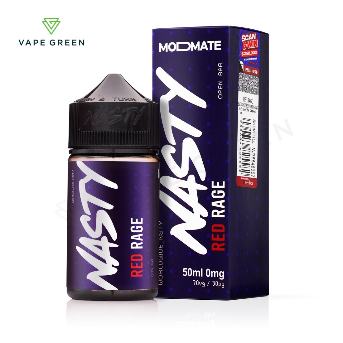 Red Rage Shortfill E-Liquid by Modmate 50ml bottle featuring a bold energy drink taste.