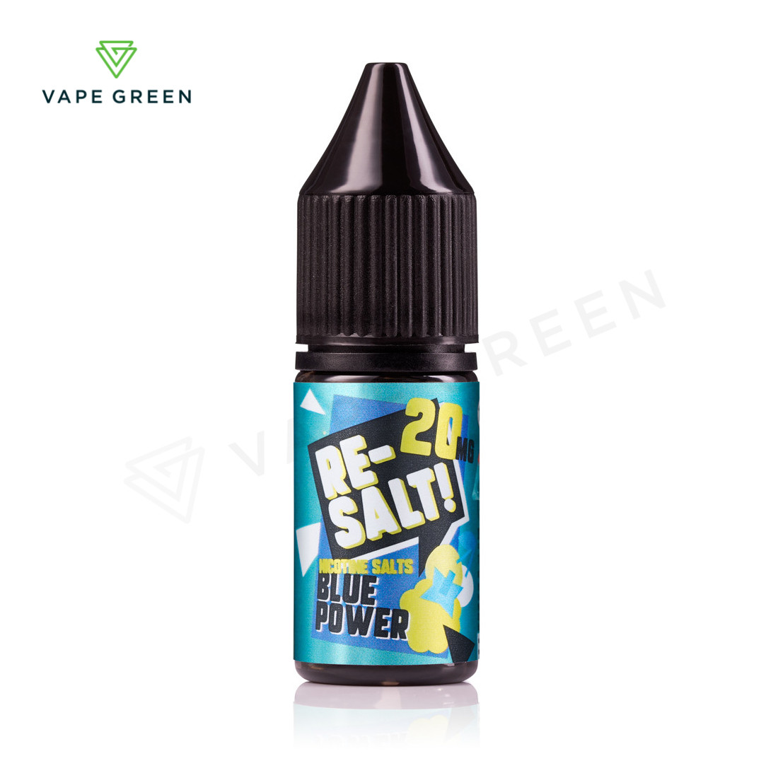 RE Salt Blue Power nic salt e-liquid bottle, an affordable energy drink flavored vape juice.