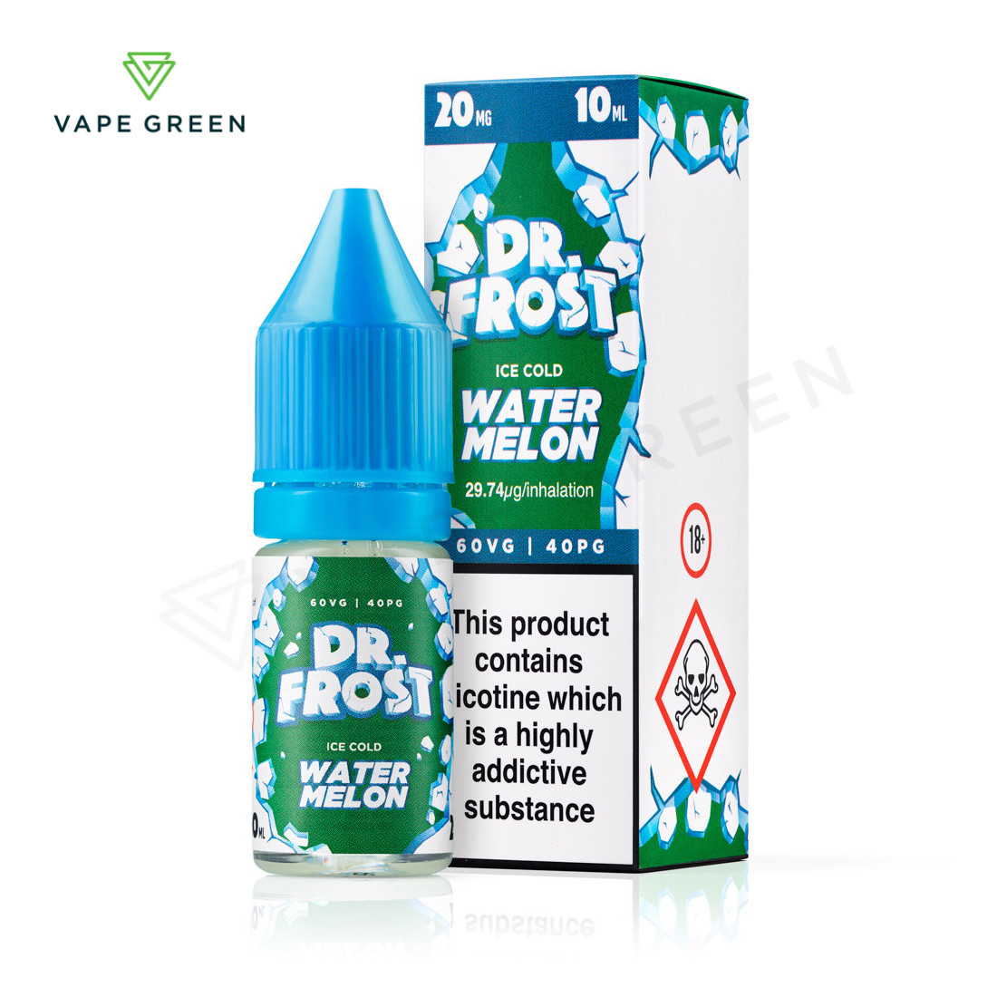 Watermelon Ice nicotine salt e-liquid by Dr Frost with a refreshing polar chill.