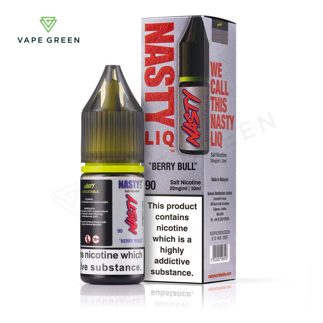 Berry Bull Nasty Liq nic salt e-liquid bottle featuring a fruity energy drink flavor profile.