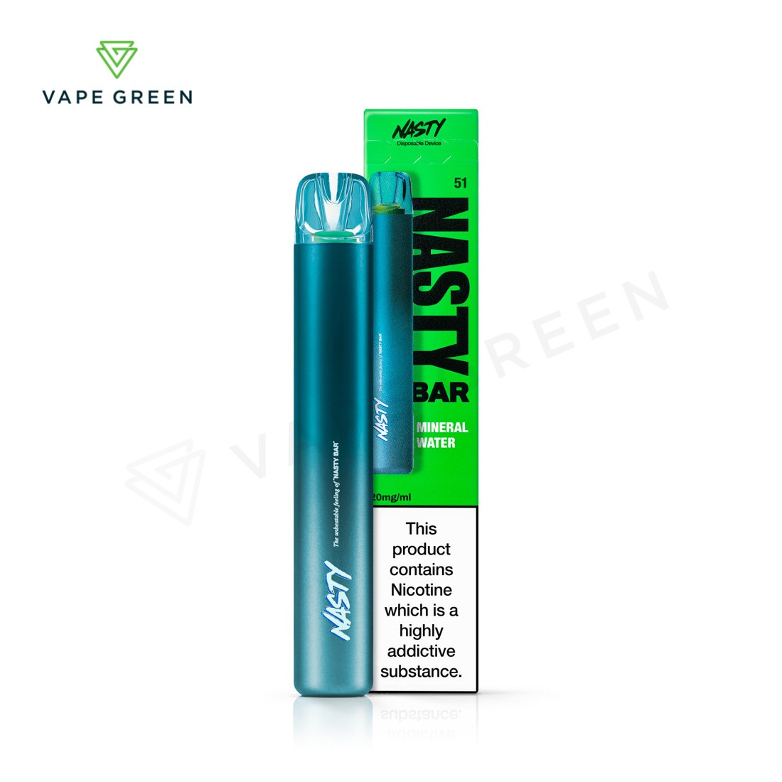 Mineral Water Nasty Bar DX2 disposable vape device offering a clean and refreshing cooling sensation.