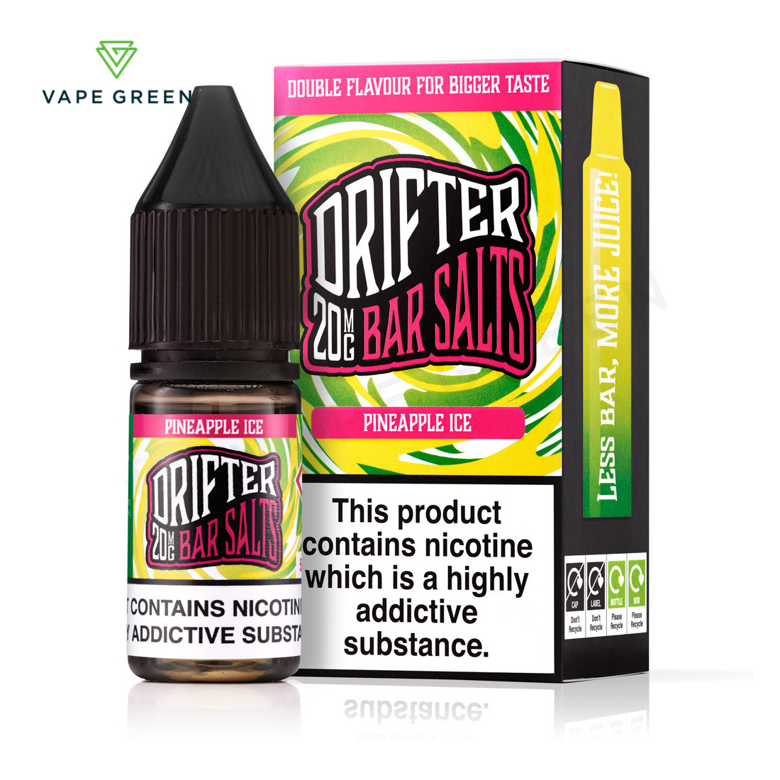 Drifter Bar Salts Pineapple Ice nic salt e-liquid bottle, a popular value tropical vape juice.