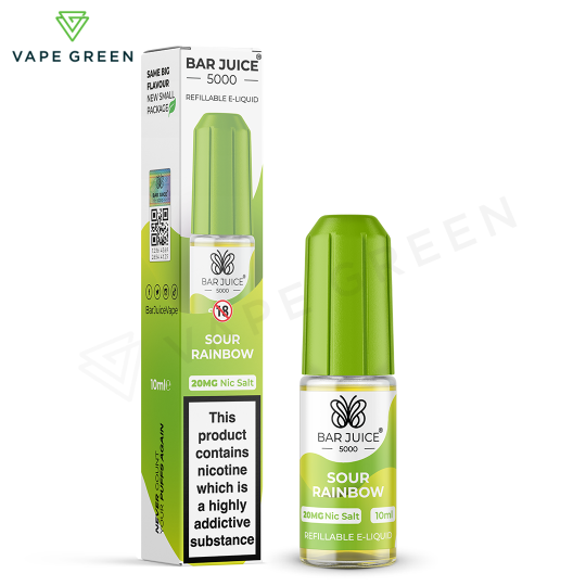 Sour Rainbow Bar Juice 5000 nic salt e-liquid bottle in a 15mg nicotine strength.