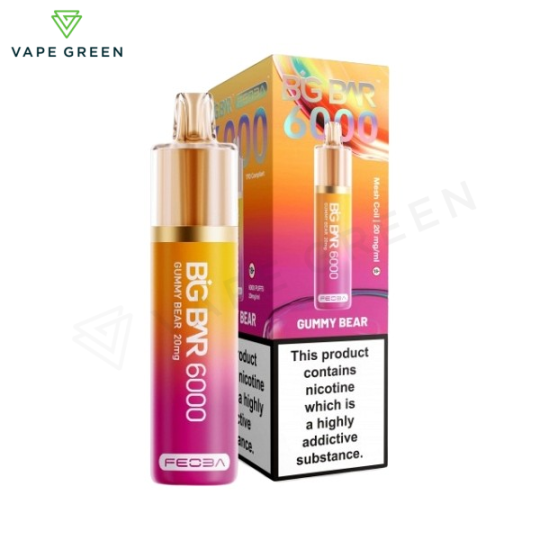 Feoba Big Bar 6000 Gummy Bear disposable vape device featuring a sweet candy-inspired flavor profile.