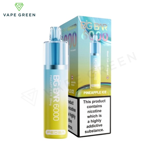 Pineapple Ice Feoba Big Bar 6000 disposable vape offering 6,000 puffs of chilled tropical flavor.