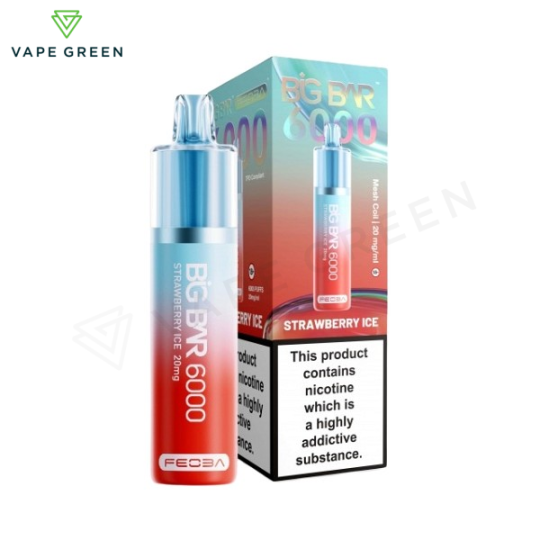 Feoba Big Bar 6000 Strawberry Ice disposable vape pen providing a refreshing and cool berry vaping experience.