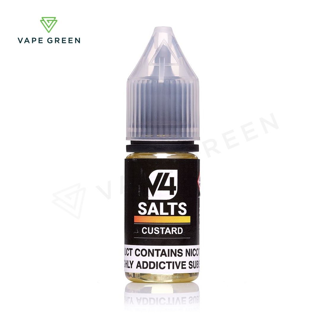 Custard Nic Salt E-Liquid by V4 Salts featuring a rich and creamy dessert flavor profile.