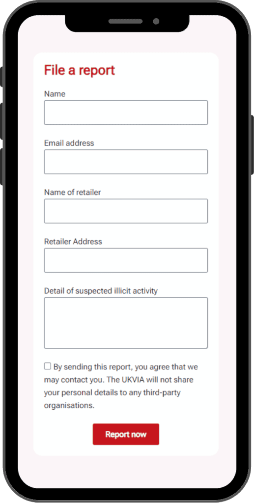 Be Vape Vigilant Form - UKVIA