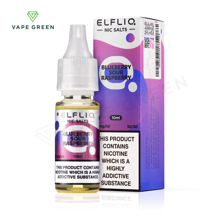 Blueberry Sour Raspberry Elfliq nic salt e-liquid by Elf Bar for a sweet and tangy vape.