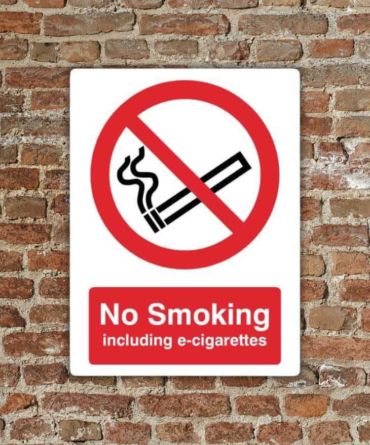No Smoking Including E-Cigarettes Sign