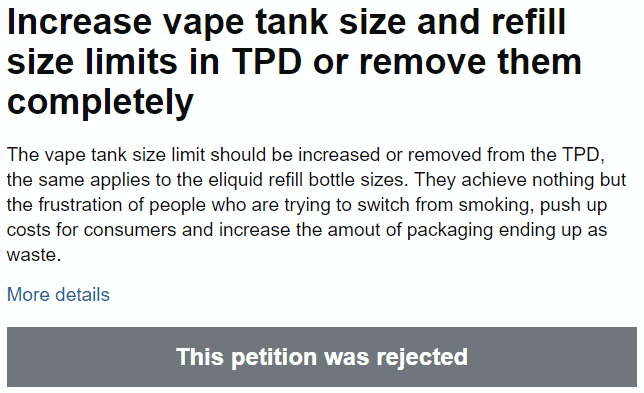 UK Government Petition for Larger Tank Sizes