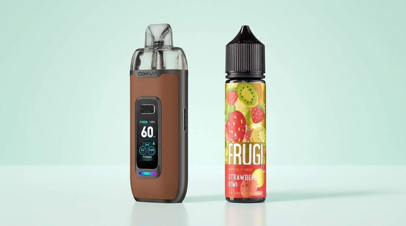 A sub-ohm capable pod kit paired with a high-VG shortfill e-liquid