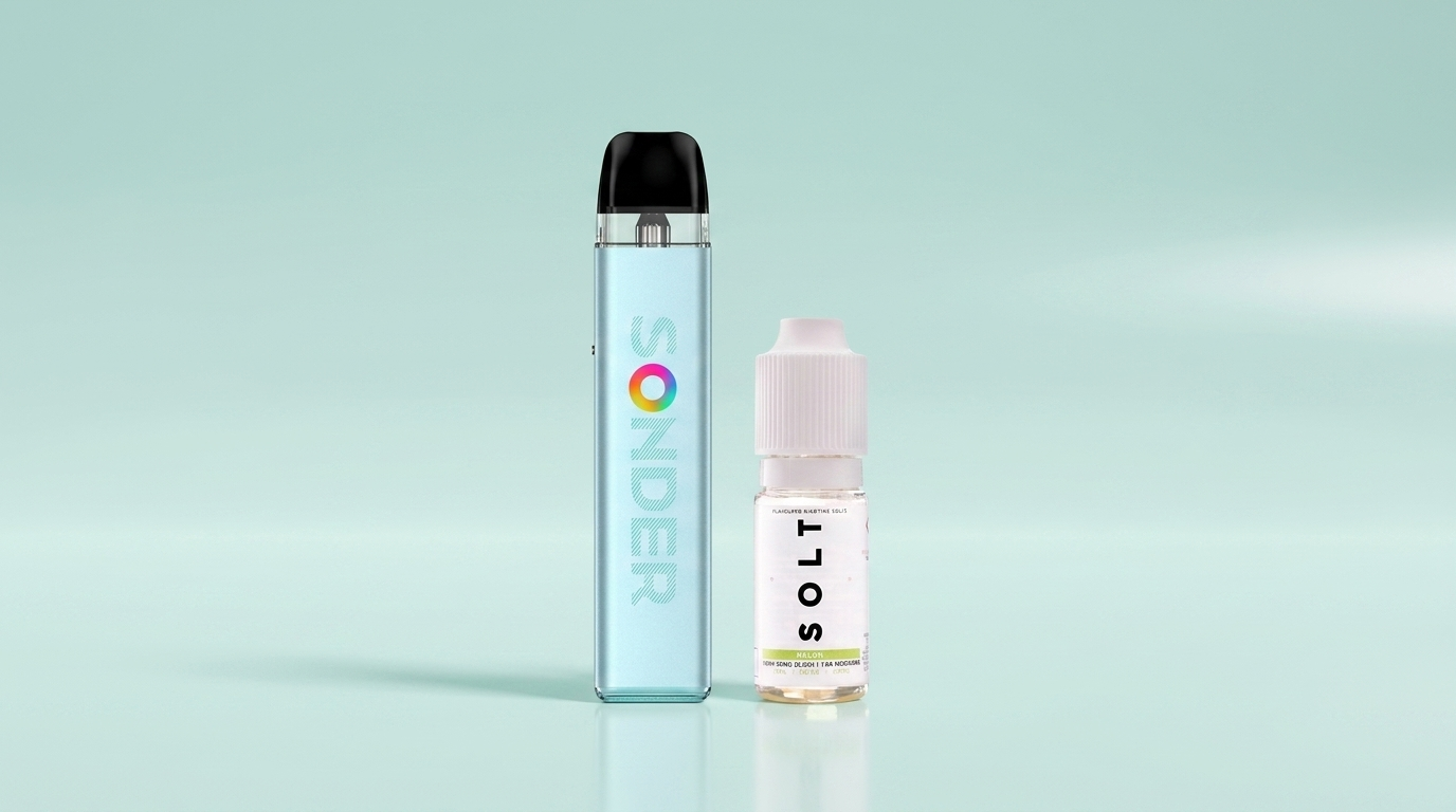 A compact MTL pod kit paired with a 10ml high-PG nic salt e-liquid