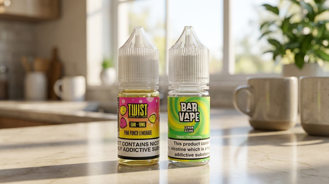 Comparing the strengths of two 10ml nic salt e-liquid bottles