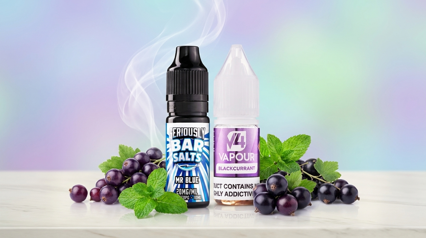 High-PG 10ml e-liquids with fresh blackcurrants and mint, built for flavour and throat hit