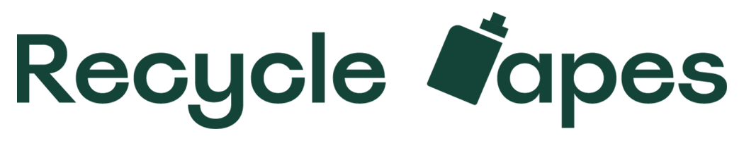 Recycle Your Vapes logo featuring a dark green vape icon in place of the letter V.