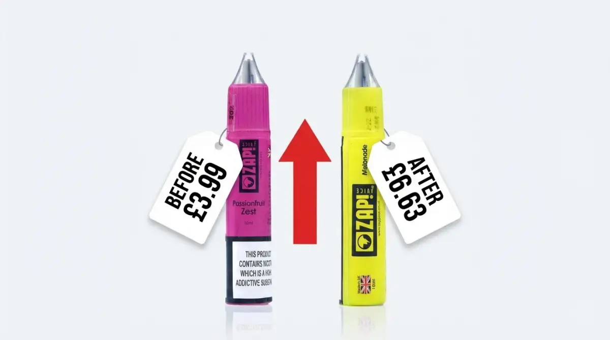 UK e-liquid price increases before and after the vape tax