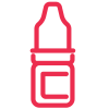 Red outline icon of a pre-filled e-liquid pod for a vape kit.