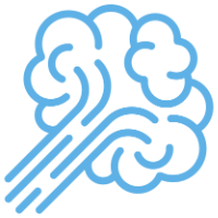 Blue line icon of a large vapor cloud representing shortfill e-liquid sub-ohm vaping.