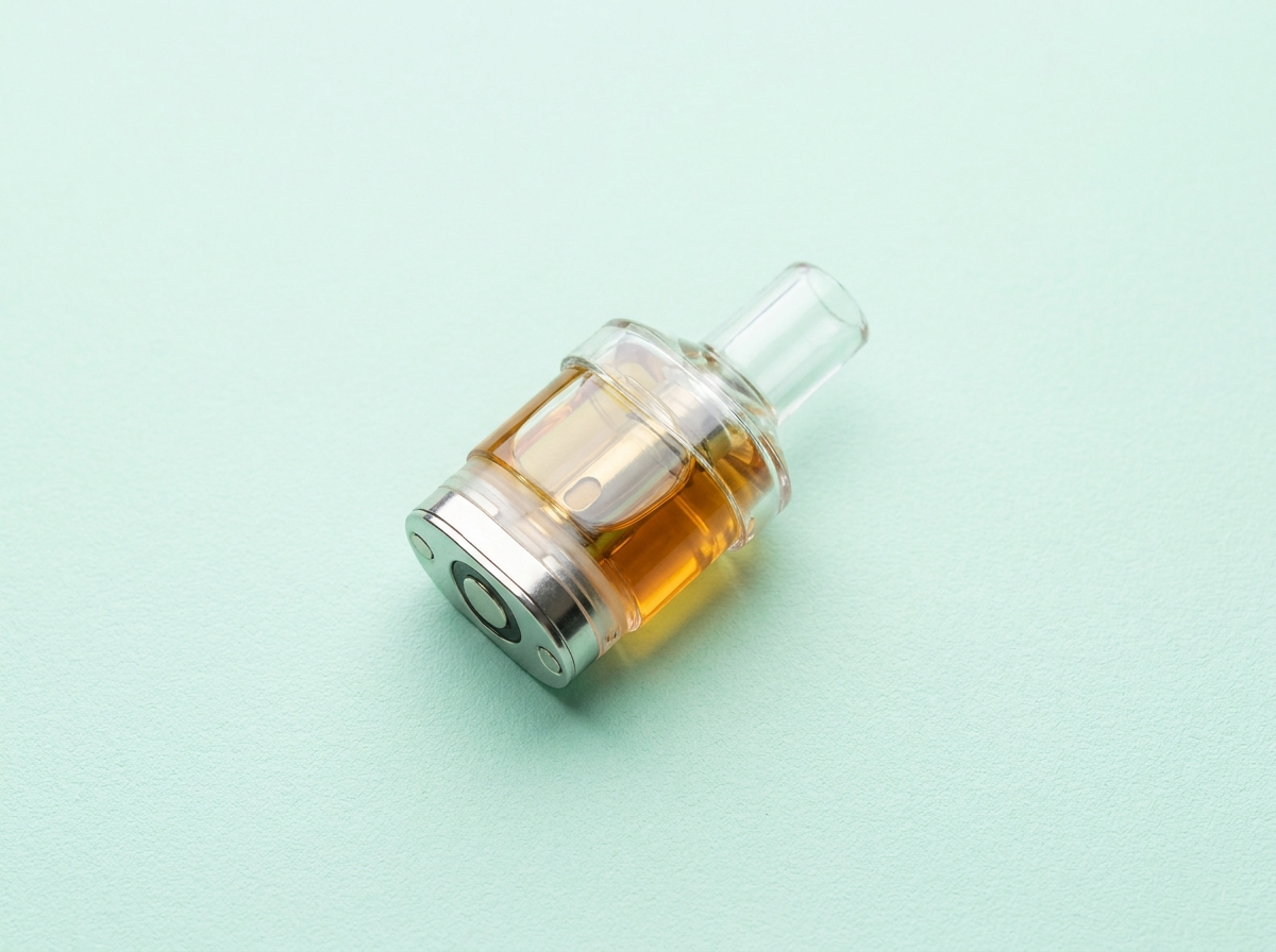 A clear refillable vape pod filled with e-liquid