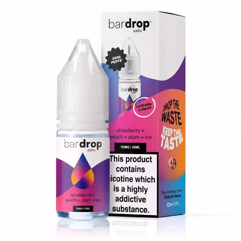 Strawberry Peach Plum Ice Nic Salt E-Liquid by Bar Drop