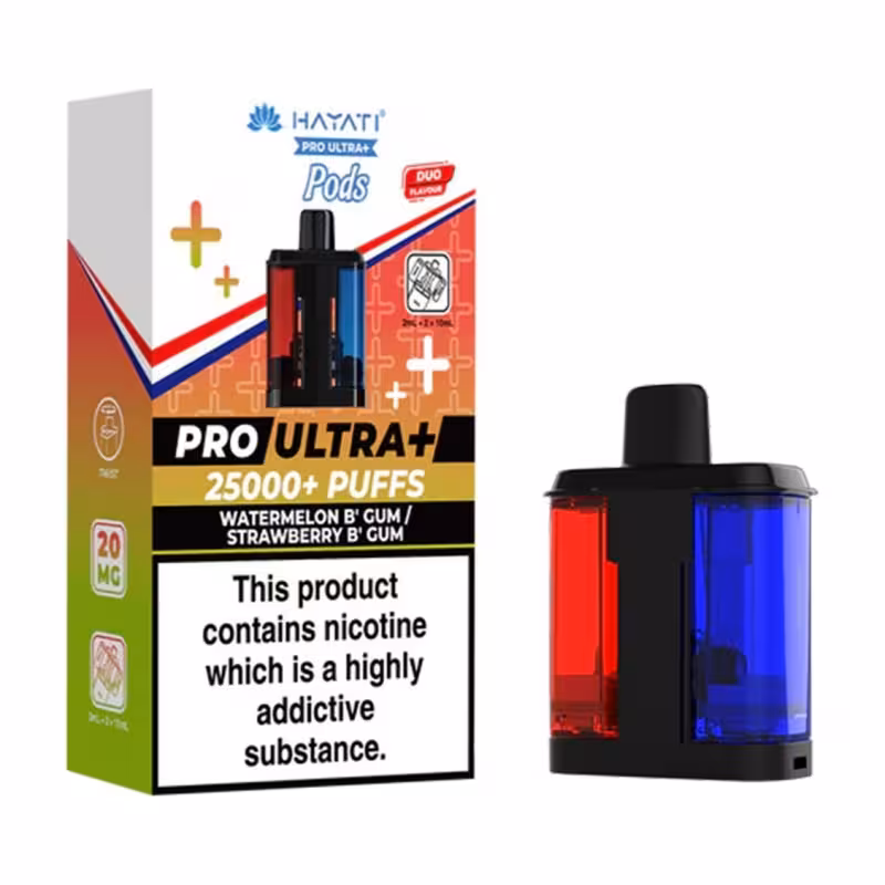 Watermelon Bubblegum & Strawberry Bubblegum Prefilled Pod by Hayati Pro Ultra Plus 25K