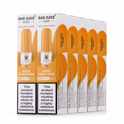 White Peach Razz Nic Salt E-Liquid by Bar Juice 5000 - 10 Pack