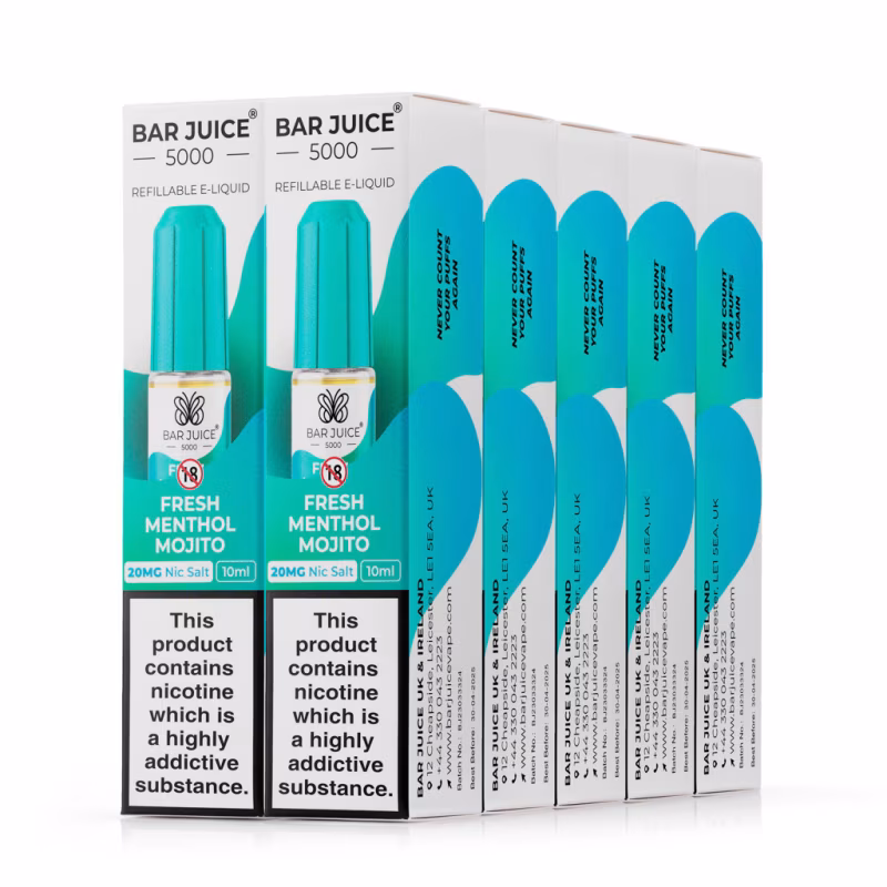 Fresh Menthol Mojito Nic Salt E-Liquid by Bar Juice 5000 - 10 Pack