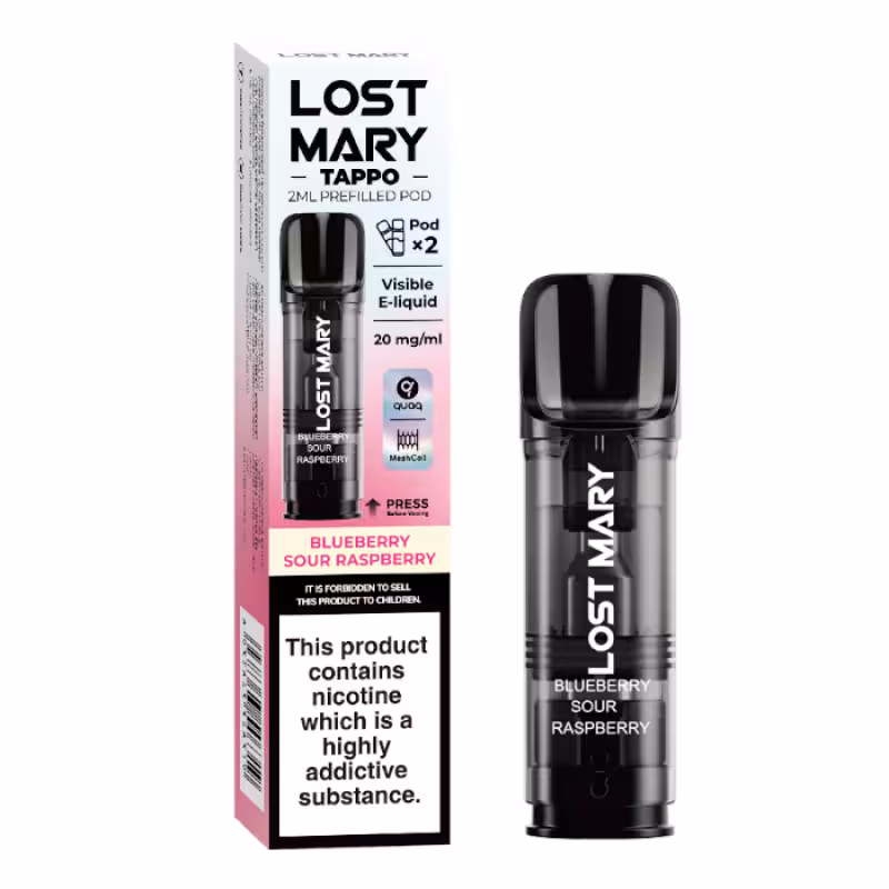 Blue Sour Raspberry Prefilled Pods by Lost Mary Tappo