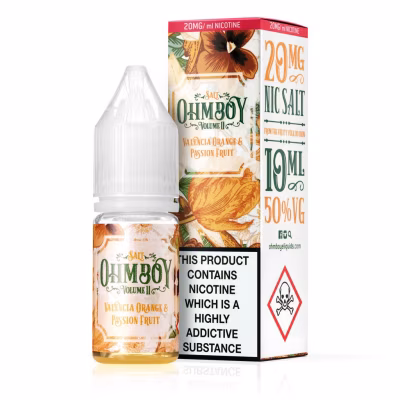 Valencia Orange and Passion Fruit Nic Salt E-Liquid by Ohm Boy Volume II