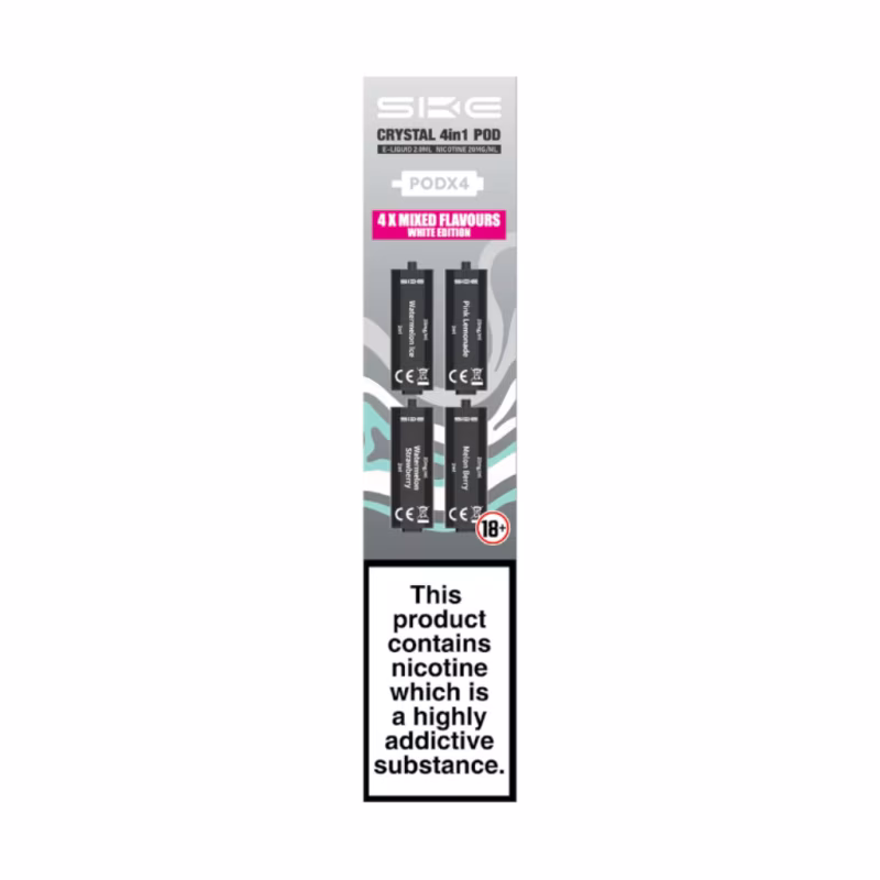 White Edition Prefilled Pods by SKE Crystal 4 in 1